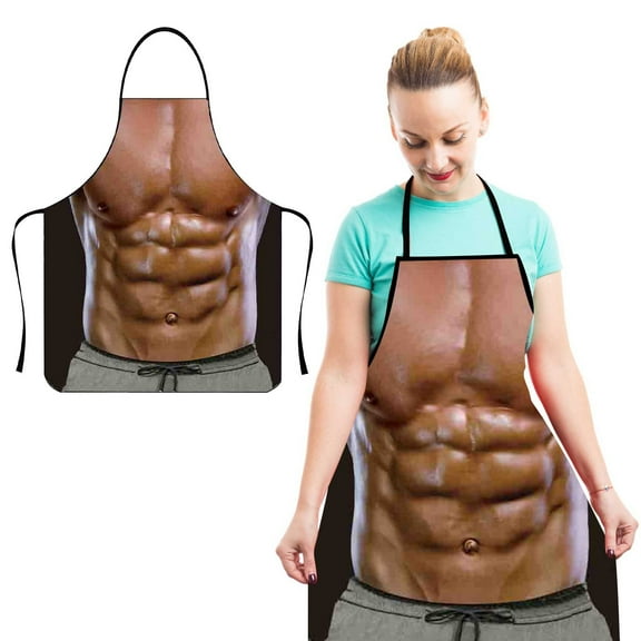 SPOORYYO Funny Muscle Design Apron for Cooking Grilling Baking BBQ Novelty Gift for Men Women Party Kitchen Costume