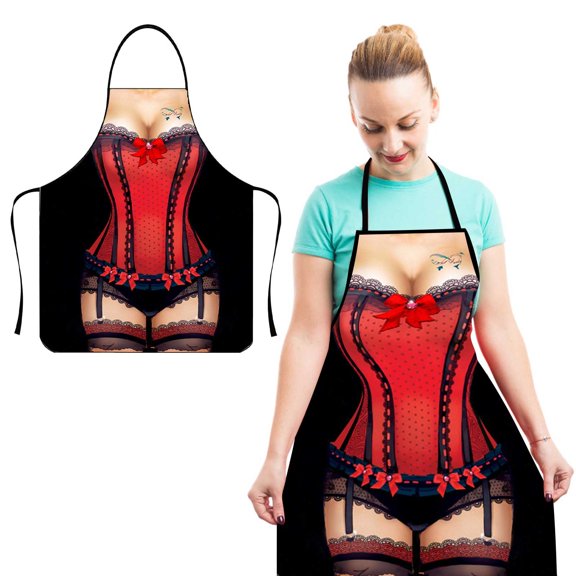 SPOORYYO Funny Muscle Design Apron for Cooking Grilling Baking BBQ Novelty Gift for Men Women Party Kitchen Costume