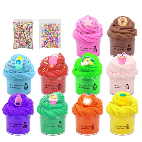 SPOORYYO Furry Cloud Butter Slime Kit, Non-Settling Soft Stretch Clay for Sensory Play, DIY Sculpting Pack with Mix-In Accessories, Stress-Relief Relaxation Tool