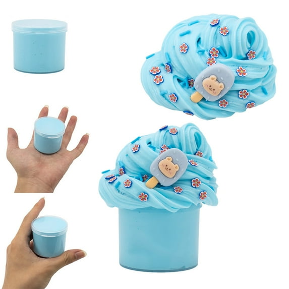 SPOORYYO Furry Cloud Butters Slime, Non Settling Stretchy Slime with Accessories, Sensory Play Putty for Stress Relief, DIY Creative Crafts, Mindful Relaxation Activity