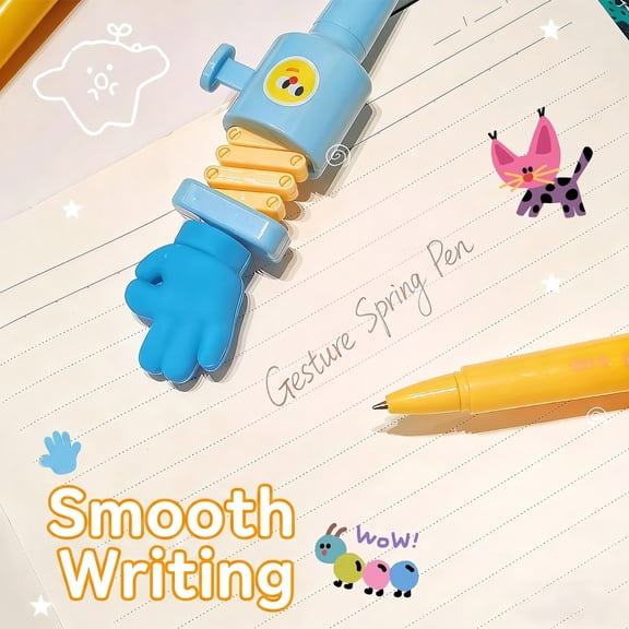 SPOORYYO Gesture Spring Pen Out Fidget Ballpoint Pen For Office Stress Relief Interactive Writing Tool