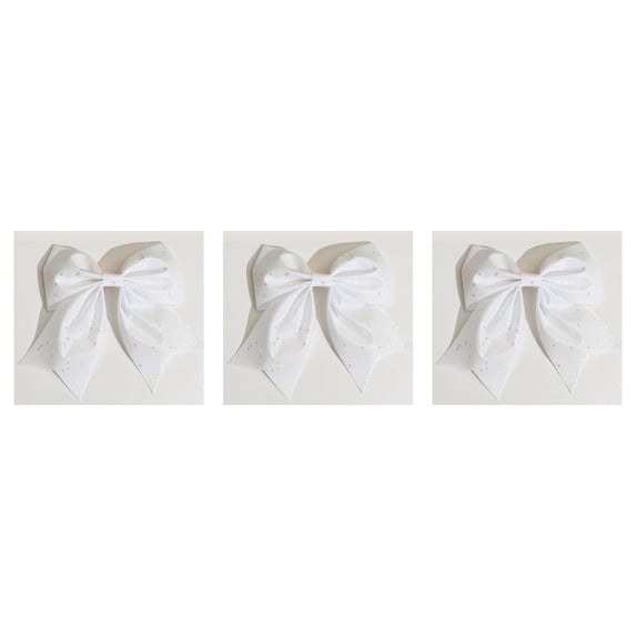 SPOORYYO Glitter Christmas Bow Ornaments Sparkly Sequin Fabric Bows Decorative Holiday Bows for Christmas Tree Wreath Gift Wrapping Party Home Decor, 3Pcs White
