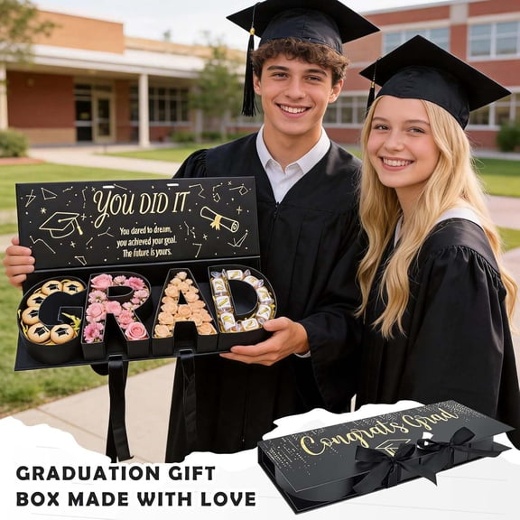 SPOORYYO Graduation Gift Box Congratulations Letter Shaped Fillable Cardboard Box for Graduates