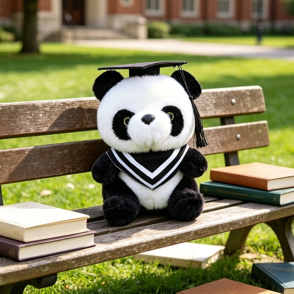 SPOORYYO Graduation Panda Plush Toy with Cap Cute Soft Stuffed Animal Gift for Graduates Students Keepsake