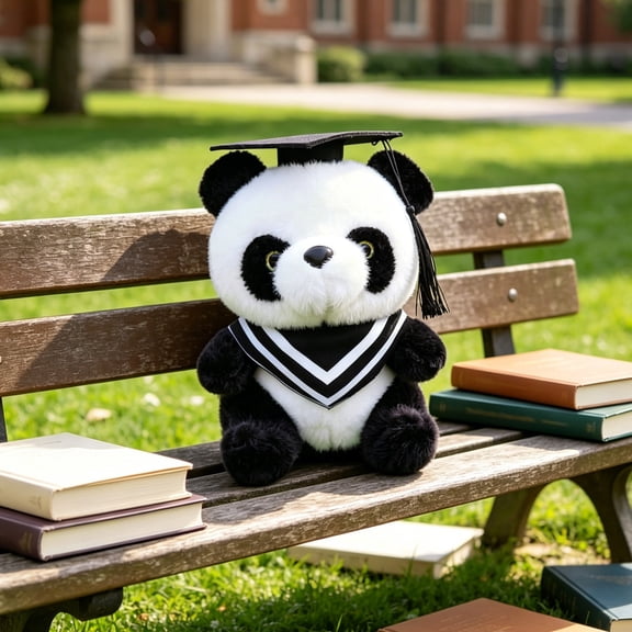 SPOORYYO Graduation Panda Plush Toy with Cap Cute Soft Stuffed Animal Gift for Graduates Students Keepsake