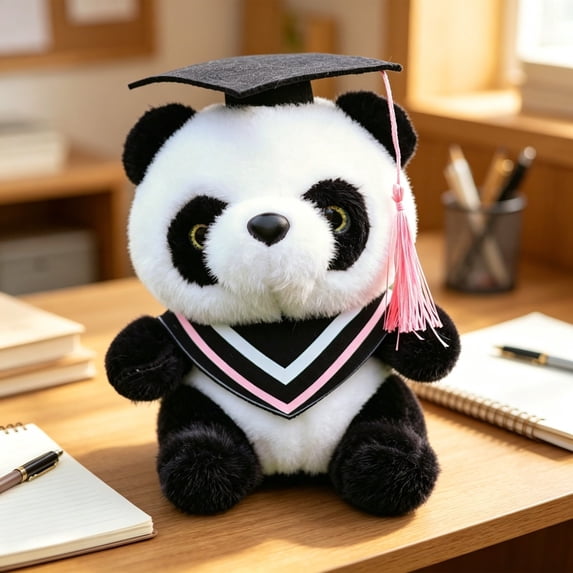 SPOORYYO Graduation Panda Plush Toy with Cap Cute Soft Stuffed Animal Gift for Graduates Students Keepsake