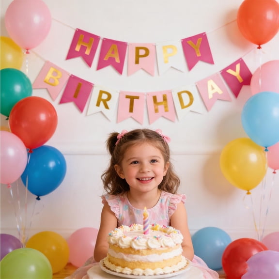 SPOORYYO Happy Birthday Pull Flag Decorative Party Banner for Celebrations