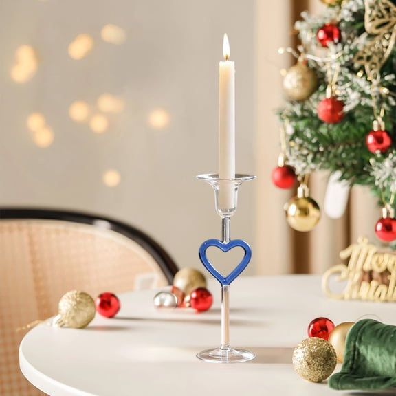 SPOORYYO Heart-Shaped Glass Candlestick, Romantic Candle Holder for Wedding Decor, Candlelight Dinner Centerpiece, Festive Home Ornament