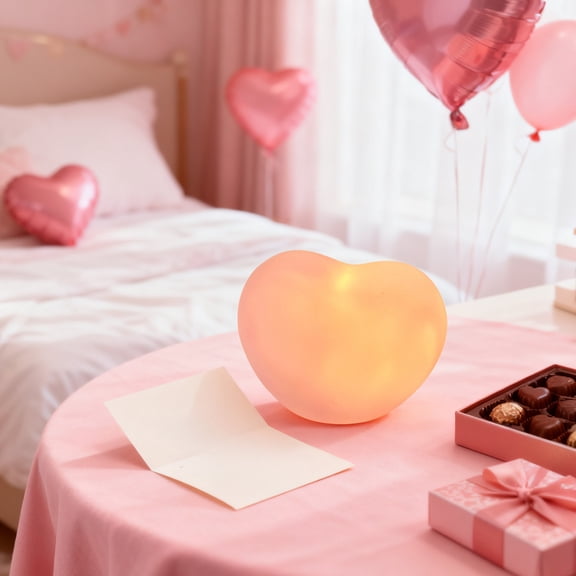 SPOORYYO Heart Shaped Night Light, Bedside Lamp with Multiple Brightness Levels, Soft Glow for Bedroom Decor, Gentle Eye Caring Reading Light, Compact Decorative Lamp