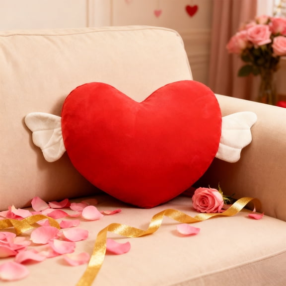 SPOORYYO Heart Shaped Throw Pillow, Romantic Gift Cushion for Home Sofa Bed, Gentle Texture Backrest for Daily Relaxation
