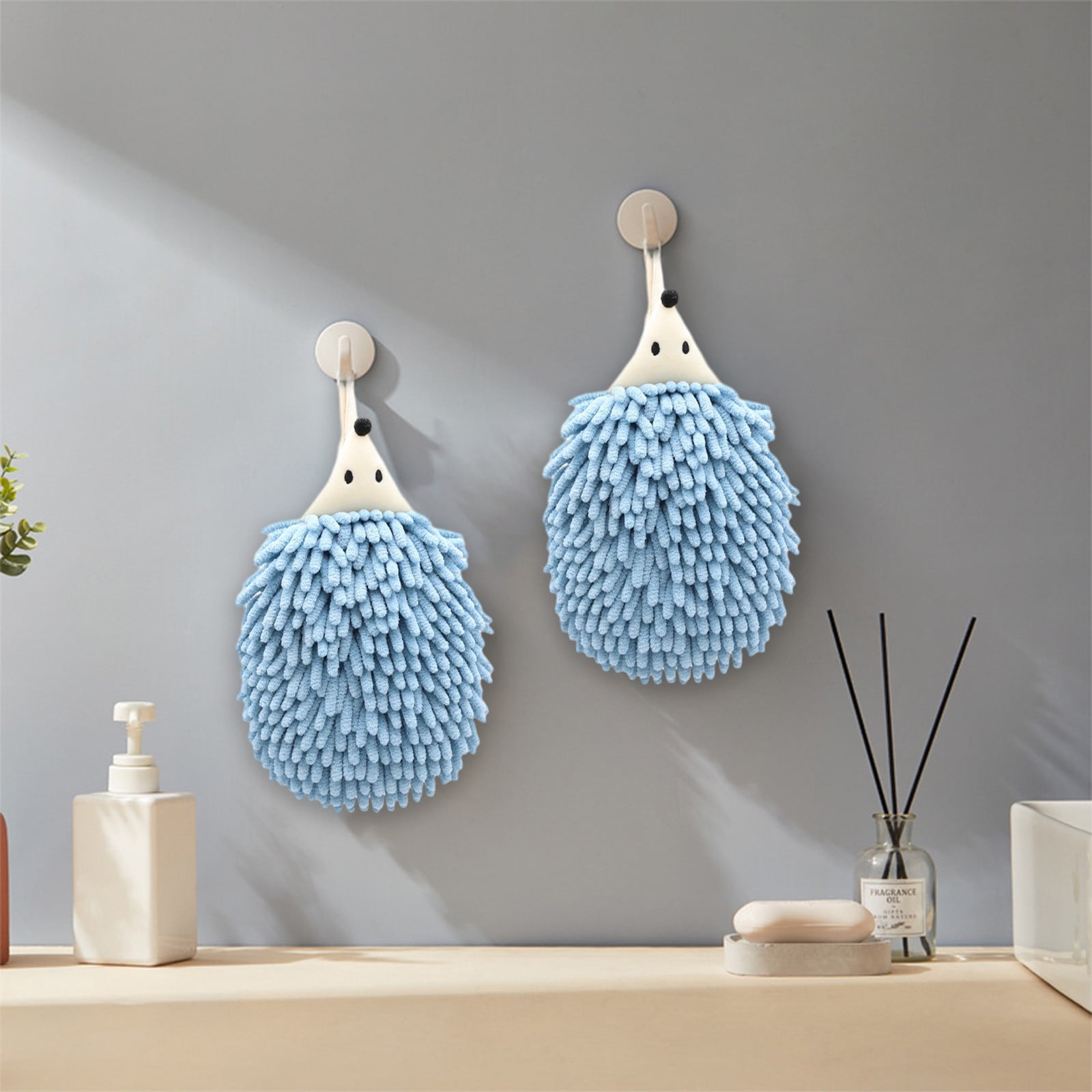 SPOORYYO Hedgehog Chenille Hand Towel, Cute Hanging Absorbent Hand Wipe