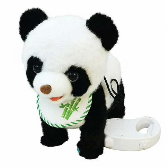 SPOORYYO Interactive Robotic Panda with Touch Sensor, Voice Mimic, Realistic Licking Motion and Sounds, Includes Leash Remote for Lifelike Interactive Play