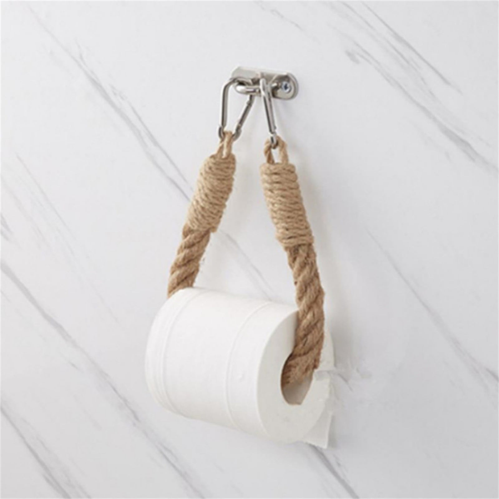 SPOORYYO Jute Rope Toilet Paper Holder, Wall-Mounted Bathroom Decor ...