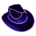 thumbnail image 1 of SPOORYYO LED Cowboy Hat Adjustable Brightness Flashing Model Hats for Camping Running and Party Fashionable Jeans Hat, Purple, 1 of 2