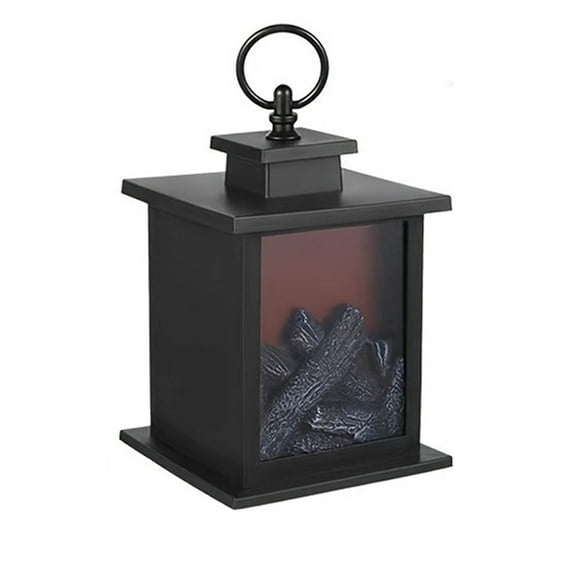 SPOORYYO LED Flame Effect Fireplace Lantern - Battery or USB Powered, Portable Decor for Living Room, Christmas, and Parties