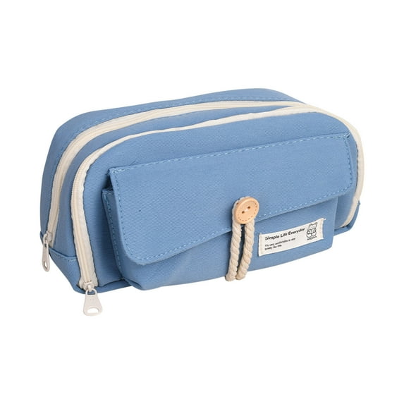 SPOORYYO Large Capacity Pencil Case,Student Zipper Large Capacity Pencil Case Button Pen Bag With Large Capacity Student Canvas Stationery Bag