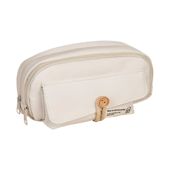 SPOORYYO Large Capacity Pencil Case,Student Zipper Large Capacity Pencil Case Button Pen Bag With Large Capacity Student Canvas Stationery Bag