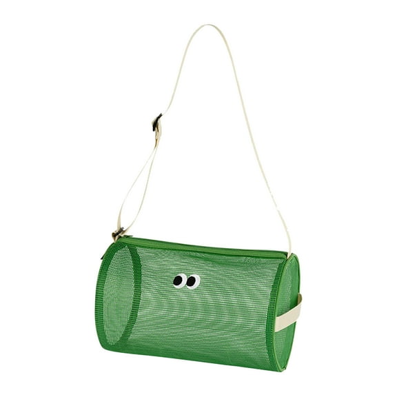 SPOORYYO Large Mesh Beach & Swim Gear Bag - Cylindrical Travel Tote with Adjustable Crossbody Strap - Breathable & Lightweight for Wet Clothes & Equipment