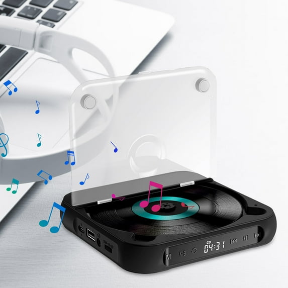 SPOORYYO Listen To Sound CD Player With Your Heart, Portable CD Player with Bluetooth, BT 5.1 Wireless Connectivity, Anti-Shock Protection, Rechargeable Battery, Supports CD/USB/AUX Playback