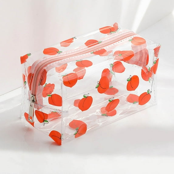 SPOORYYO Makeup Bag Clear Transparent Travel Portable Mini Wash Storage Bag, Stylish Floral Print Design, Perfect for Keeping Cosmetics and Toiletries Organized on the Go