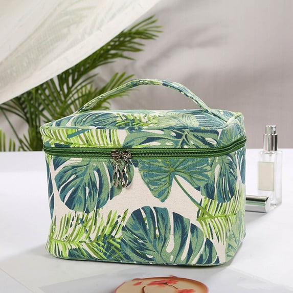 SPOORYYO Makeup Bag Tropical Canvas Cosmetic Bags Vibrant Canvas Cosmetic Bag for Toiletries and Makeup