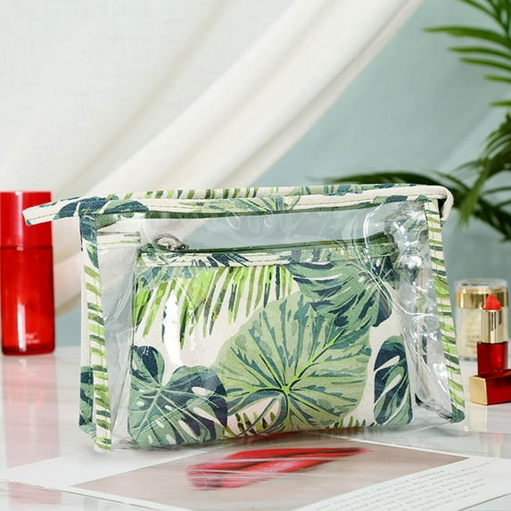 SPOORYYO Makeup Bag Tropical Canvas Cosmetic Bags Vibrant Canvas Cosmetic Bag for Toiletries and Makeup