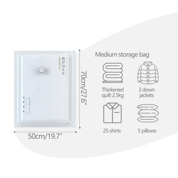 SPOORYYO Milky White Vacuum Compression Bag - Space Saver for Bedding, Clothes, and More with Durable Electric Pump (Pump Sold Separately)