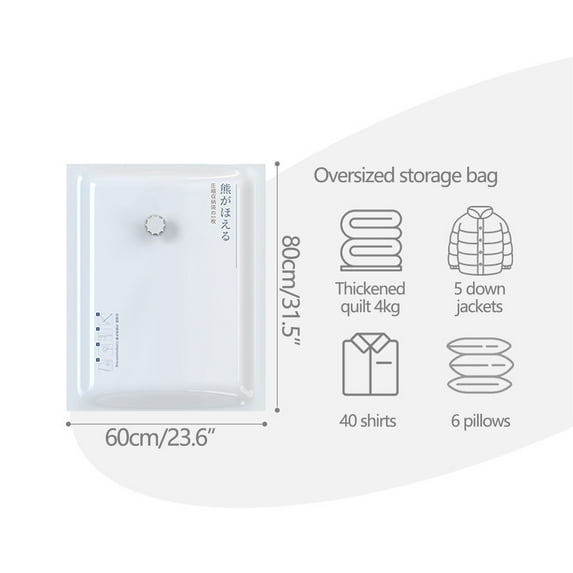 SPOORYYO Milky White Vacuum Compression Bag - Space Saver for Bedding, Clothes, and More with Durable Electric Pump (Pump Sold Separately)