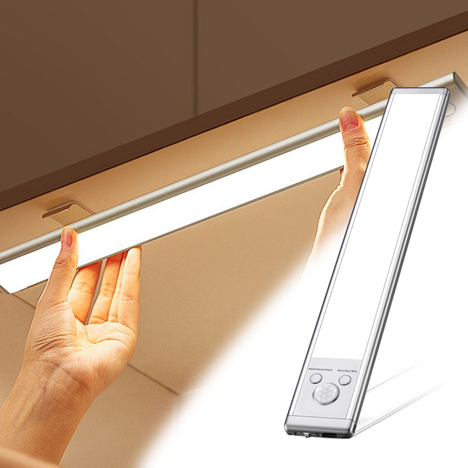 SPOORYYO Motion Sensor Night Light, Under Cabinet LED Lighting, Rechargeable Dimmable Smart Home Indoor Light