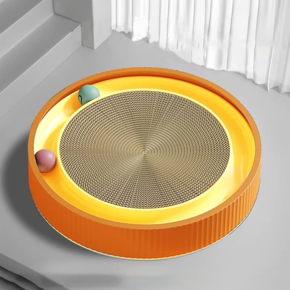 SPOORYYO Multi Function Round Cat Scratching Board with Ball Toy Cat Scratcher Funny Sharpen Nails Scraper Can Replace Nest for Cats