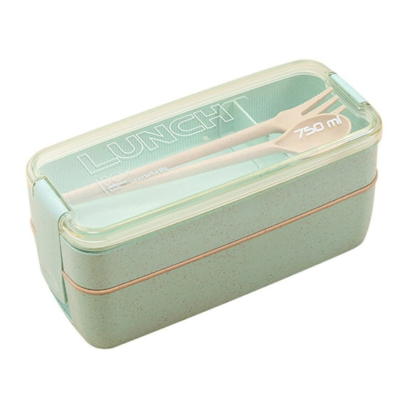 SPOORYYO Multi-Layered Microwave-Safe Lunch Box with Fork, Spoon, and Stackable Containers for Office Workers and Picnics