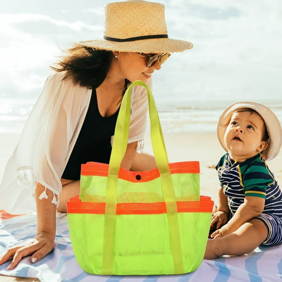 SPOORYYO Multi-Pocket Beach Swimming Bag - Large Portable Mesh Storage Tote with Quick-Dry Design for Pool, Travel & Family Days