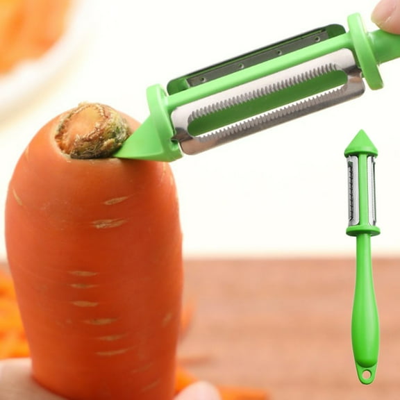 SPOORYYO Multifunctional 3-in-1 Julienne Peeler with Hangable Handle, Swivel Vegetable Fruit Peeler for Effortless Peeling and Slicing