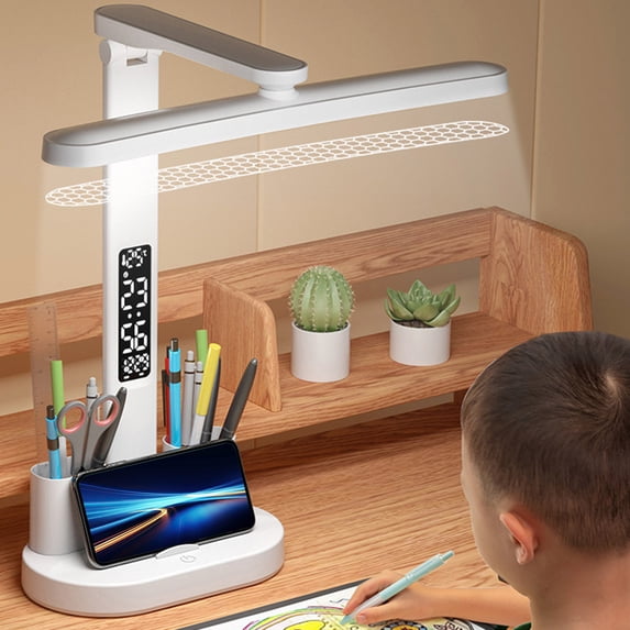 SPOORYYO Multifunctional Desk Lamp with Pencil Holder, Eye-Protecting LED Light, Foldable Design, and High-Capacity Battery for Home and Office Use