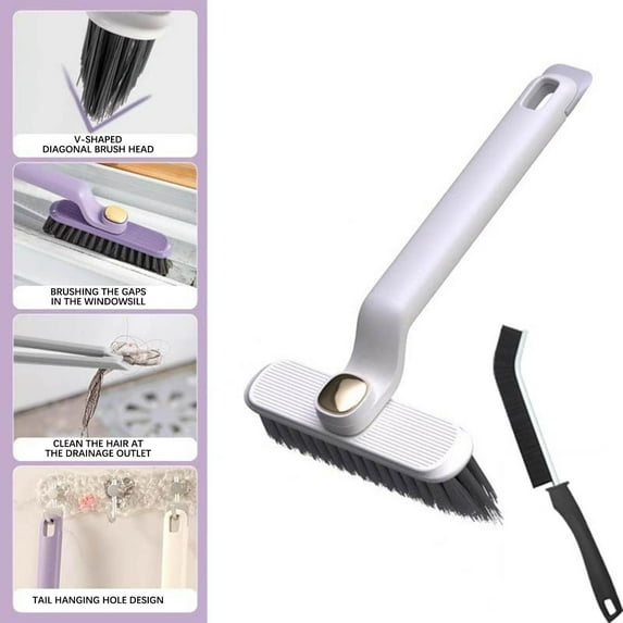 SPOORYYO Multifunctional Rotating Crevice & Corner Cleaning Brush - 2-in-1 Design for Deep Bathroom Tiles, Floors, Sofas, Cars - Dense Soft Bristles, No Scratch, Easy to Clean & Use