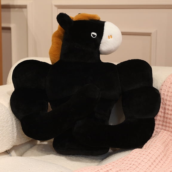 SPOORYYO Muscle Horse Plush Toy Pillow Funny Buffs Horse Stuffed Animals Soft Large Cushion for Home Sofa Bedroom Decor Unique Gift for Animal Lovers