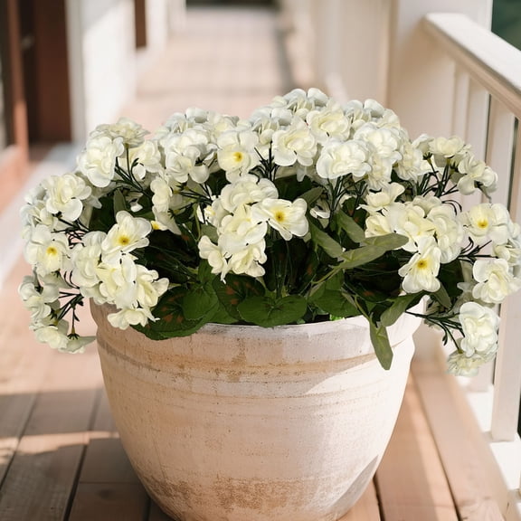 SPOORYYO Outdoor Artificial Geraniums, Realistic Sun Resistant Garden Plants, Maintenance Free Fake Flowers For Home, Kitchen, Dining Table, Terrace Decorations