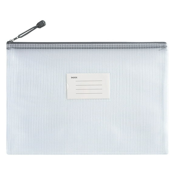 SPOORYYO PVC Mesh Zipper Bags for A4 Documents - Translucent Pouch with Rope Hook for Office and School Organization