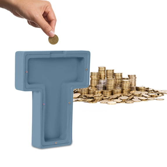 SPOORYYO Personalized Wooden Coin Bank with Colored Letters - Transparent Panel Money Box for Kids, Educational Saving Bank & Home Decoration, Perfect Christmas Birthday Gift, 7.1 x 6.1 x 1.2 Inch