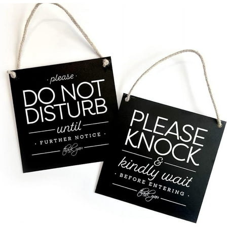 SPOORYYO Please Knock Wooden Door Sign - Handcrafted Home Decor Hanging Plaque for Entranceway