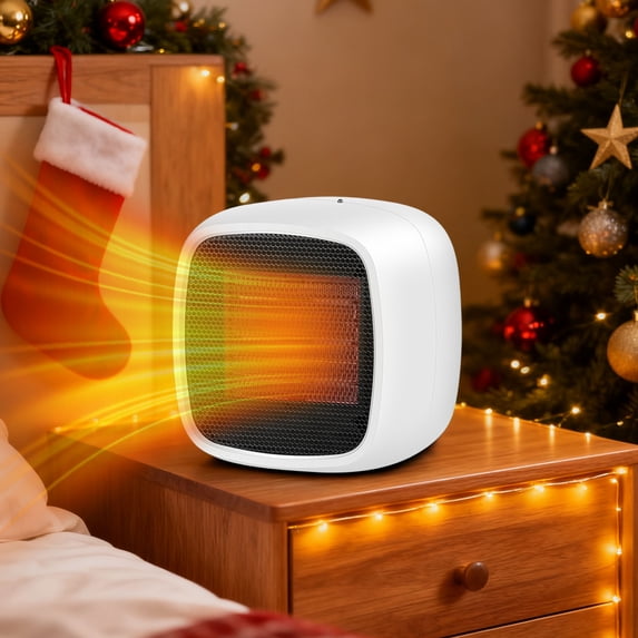 SPOORYYO Portable Desktop Space Heater, 450-800W Fast 3s Heating, Tip-Over & Overheat Protection, Quiet for Office Home Travel, 110V, Energy Efficient, Compact 14x14x10 cm
