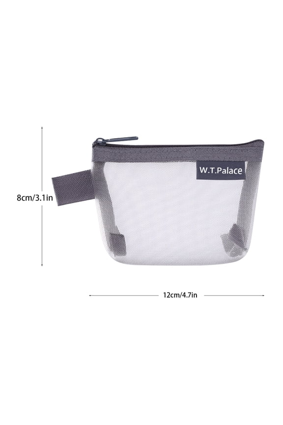 Portable Mesh Storage Bag - Nylon Triangular Key Pouch with Zipper Closure for Coins, Cards, and Small Items