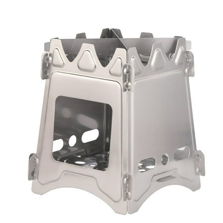 SPOORYYO Portable Stainless Steel Folding Firewood Stove for Outdoor Camping, Hiking, and Backpacking - Lightweight and Easy to Assemble