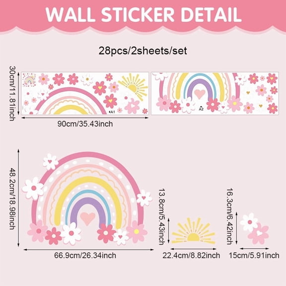 SPOORYYO Rainbow Adhesive Proposal Electrostatic Wall Stickers for Room Decoration