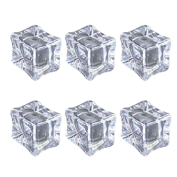 SPOORYYO Realistic Artificial Plastic Ice Pieces for Decorative Display and Photography - Set of 6 Clear Fake Ice Blocks for Summer Drinks, Wine Chilling, and Event Decor