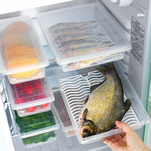SPOORYYO Refrigerator Fish and Meat Preservation Box Rectangular Covered Box for Refrigerated Storage of Fish and Meat