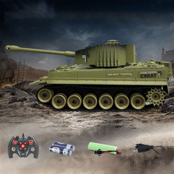 SPOORYYO Remote Control Battle Tank 360 Rotating Turret Simulated Sounds 2.4Ghz Interference Free Ideal Gift for Collectors