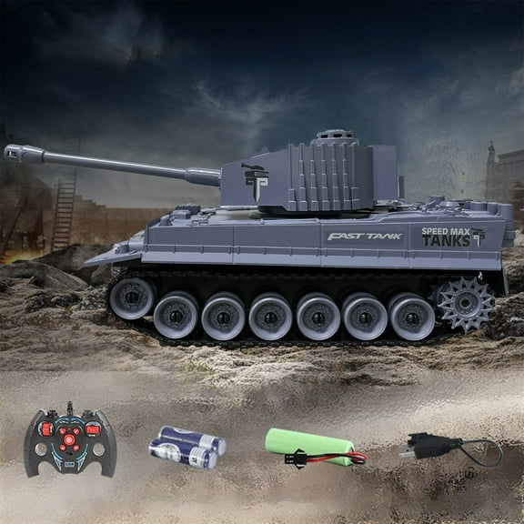 SPOORYYO Remote Control Battle Tank 360 Rotating Turret Simulated Sounds 2.4Ghz Interference Free Ideal Gift for Collectors