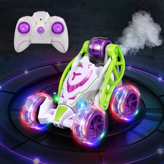 SPOORYYO Remote Control Stunt Car with Spray Function 360 Degree Flip Rotating 2.4GHZ Indoor Outdoor Toy