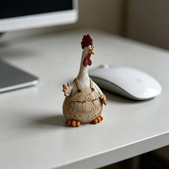 SPOORYYO Resin Chicken Figurine Set Whimsical Farmhouse Decor Cute Rustic Hen Statues